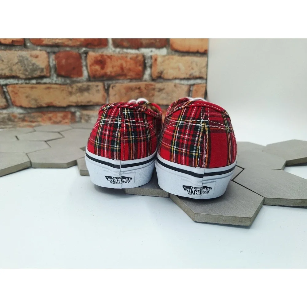 Vans Authentic British Plaid Red White Men 10.5 Tartan Canvas Skate Sneaker Rare